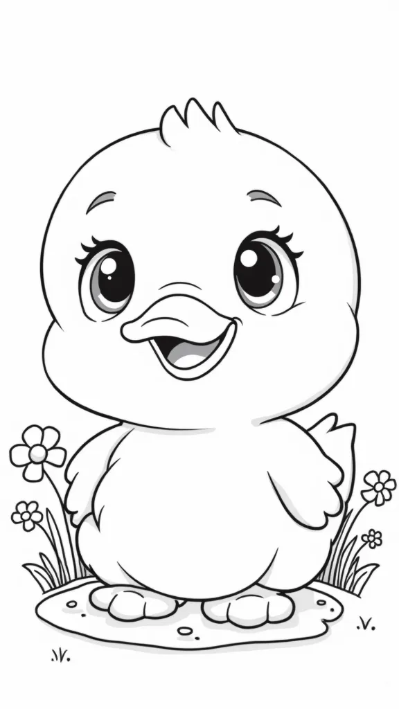 Kawaii lindo para colorear de pato